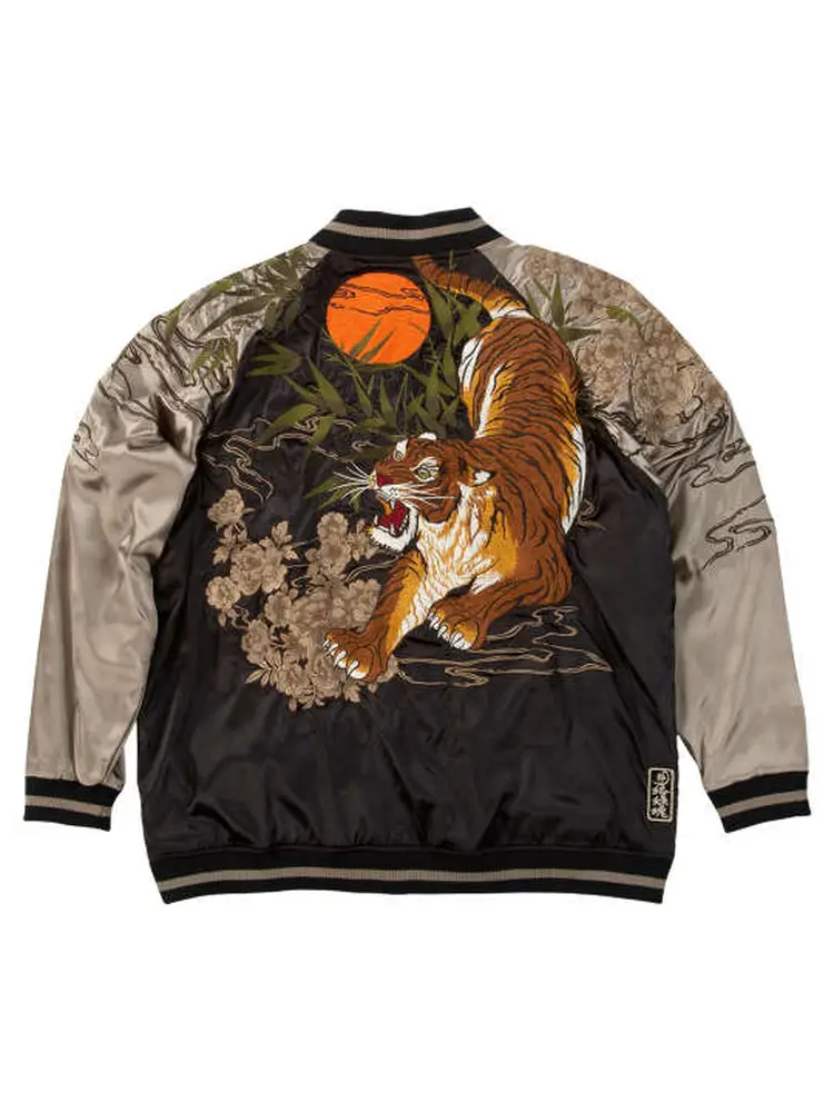 グレー系 【EdHardy(エドハーディ)】刺繍スカジャン ＊カタログ商品