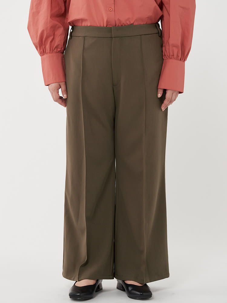 ブラウン 【LASELASE(ラセラセ)】センタープリーツストレートパンツ