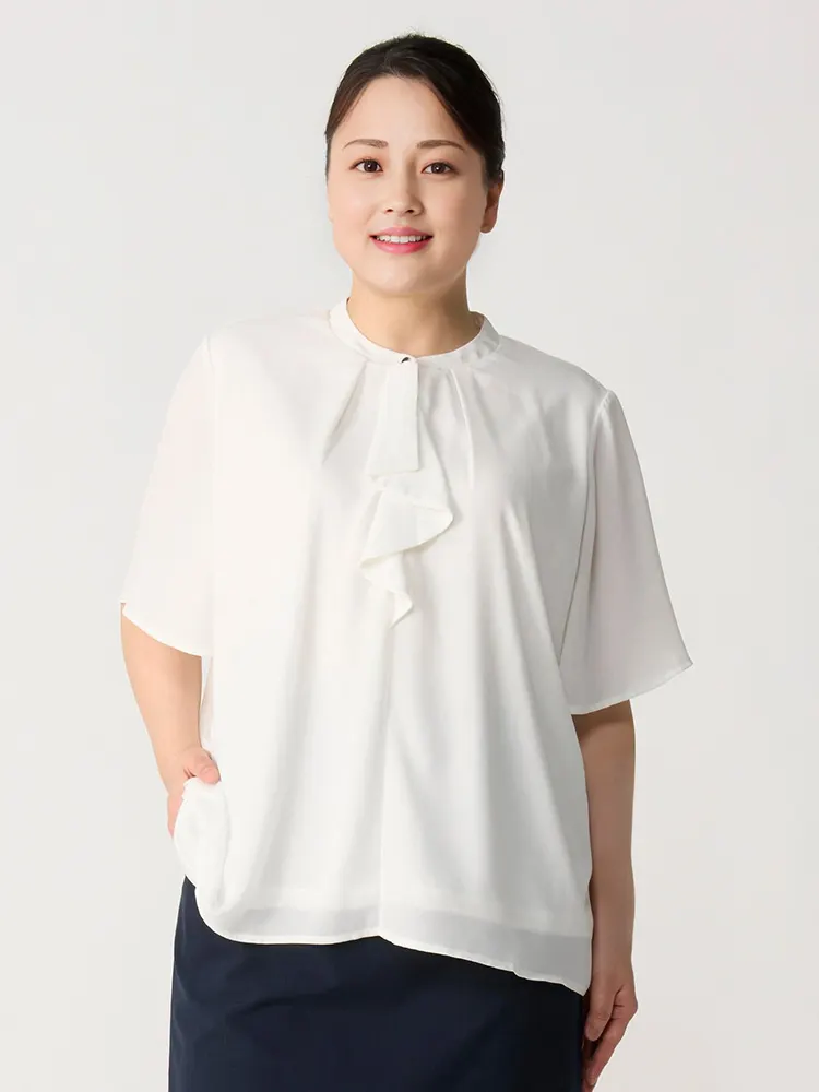 ホワイト 【SalaSweet (サラスウィート)】バンドカラーフリルボウタイ