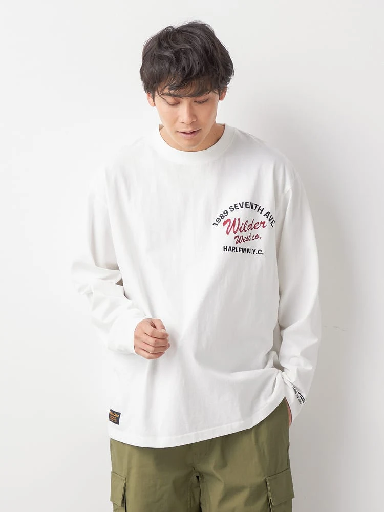 ホワイト 【WILDER&WEST】空紡天竺アメリカン刺繍Tシャツ | フォーエル