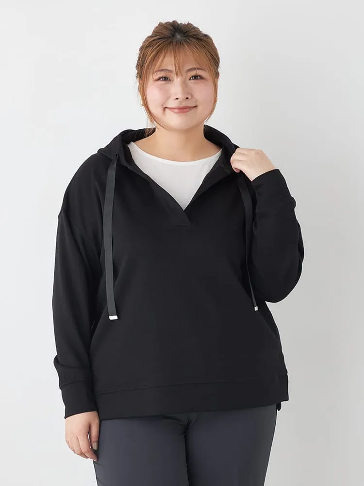 ブラック Vネックサイドスリットダンボールパーカー | フォーエル公式通販