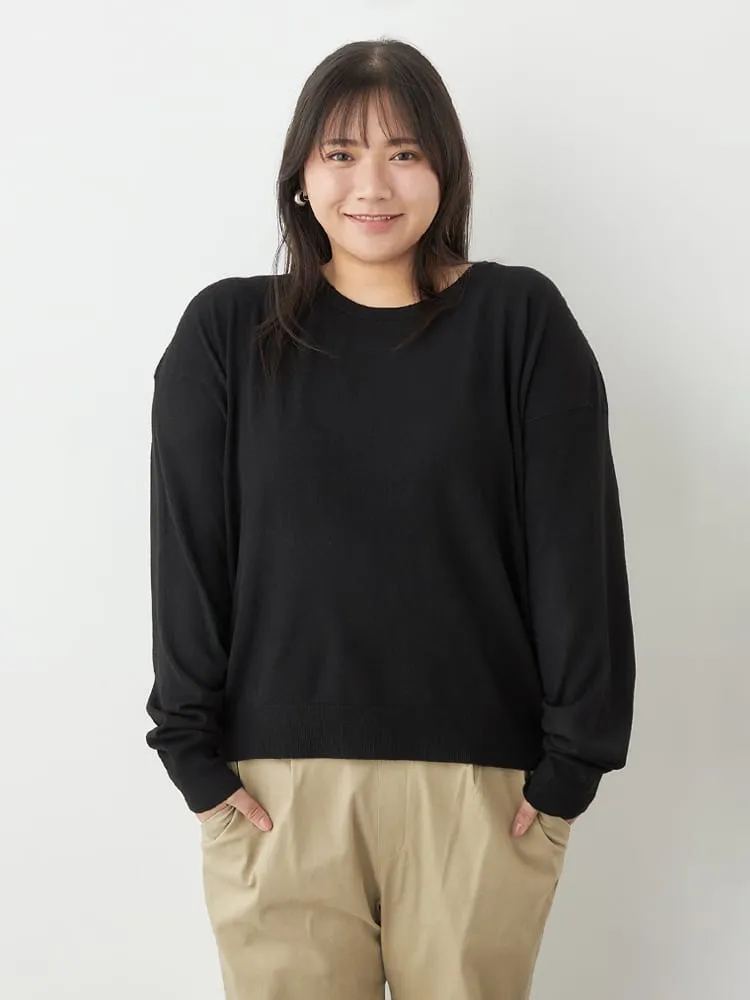 ブラック カシミヤタッチクルーネックニット | フォーエル公式通販