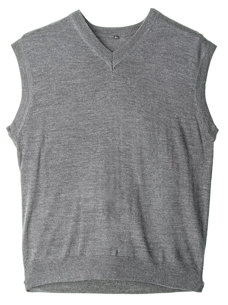 C．グレー 【定番】無地Vネックベスト | フォーエル公式通販