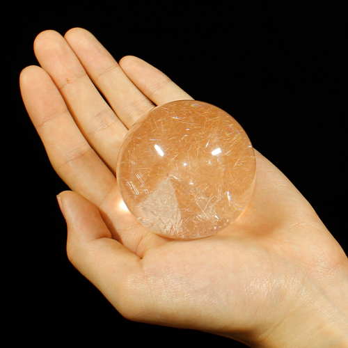 リピート入手困難!!59mm玉オレンジレッドルチルクォーツ(貫入水晶)丸玉