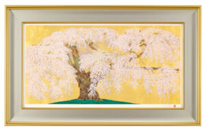 中島千波『神田の大糸櫻』シルクスクリーン・手張り本金箔