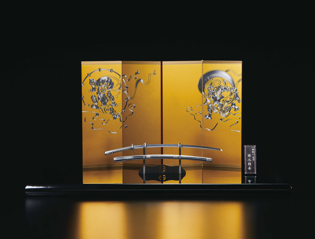 1/6スケール精密日本刀『鶴丸国永』風神雷神図屏風セット