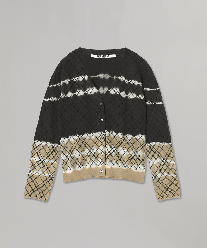 Dip-Dye Check Knit Cardigan｜パーバーズ(PERVERZE)｜Forget-me-nots