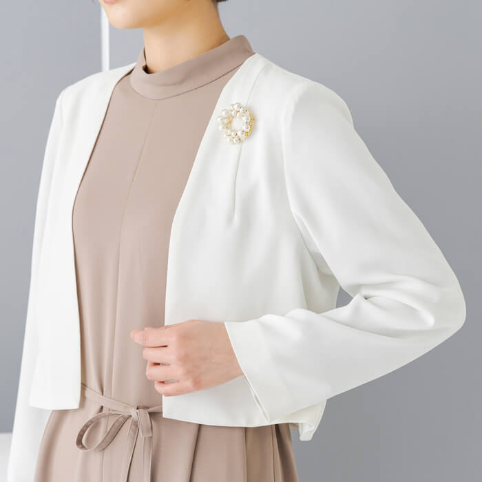 WEB限定｜コンパクボレロジャケット 9号・オフホワイト｜東京ソワール