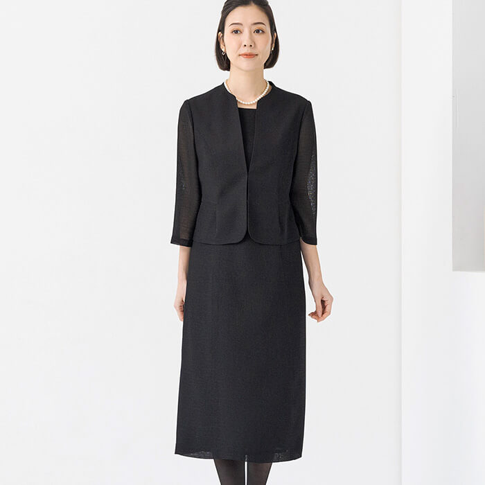 絽｜洗える夏用フォーマルワンピース 17号・ブラック｜東京ソワール