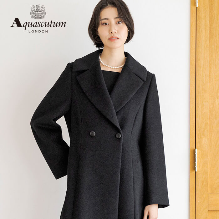 アンゴラ混のクラシカルなコート L・ブラック｜東京ソワール