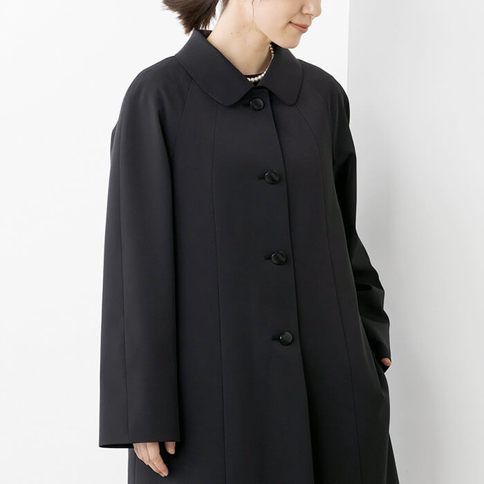 ラグラン仕立てのショールカラーコート 9号・ブラック｜東京ソワール