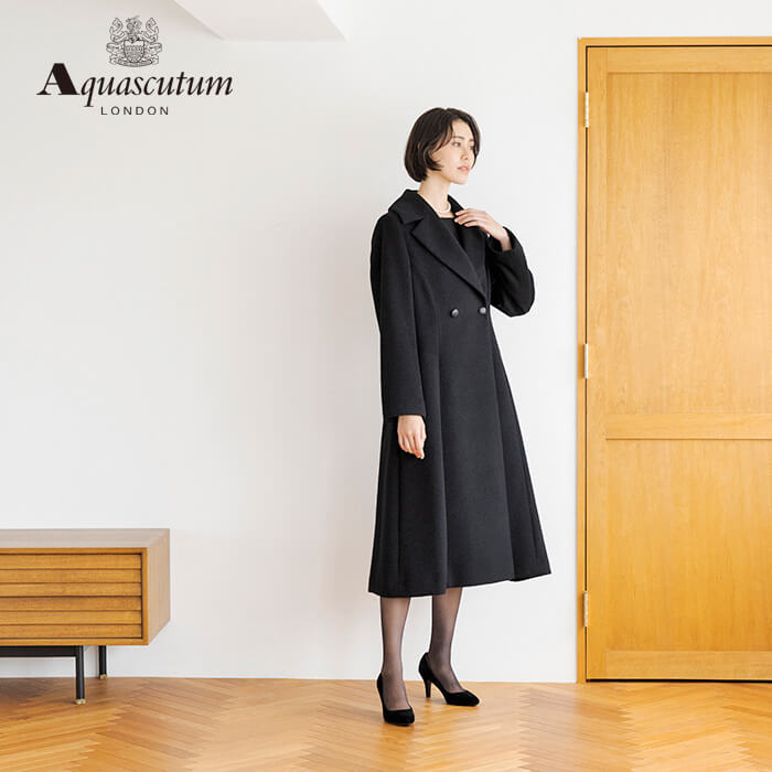 アンゴラ混のクラシカルなコート L・ブラック｜東京ソワール
