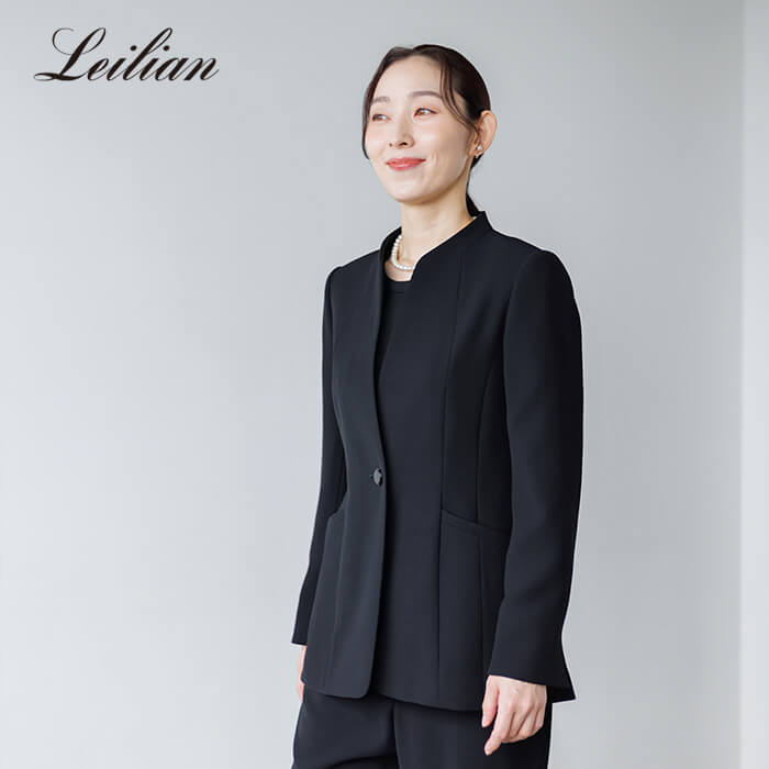 レリアン×東京ソワール／ブラウス付きパンツスーツ 7号・ブラック