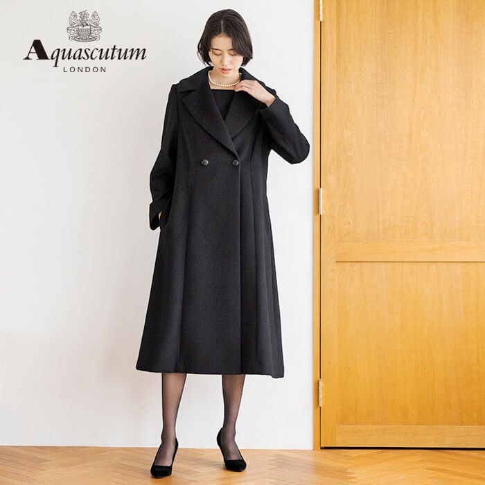 アンゴラ混のクラシカルなコート M・ブラック｜東京ソワール