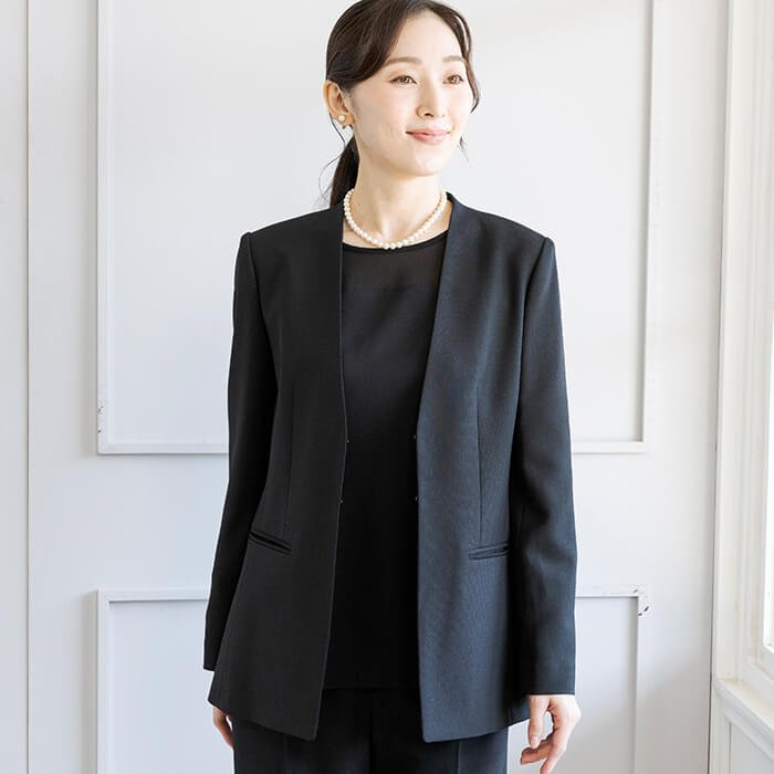 洗える｜ベルト付のマニッシュなパンツスーツ 9号・ブラック｜東京