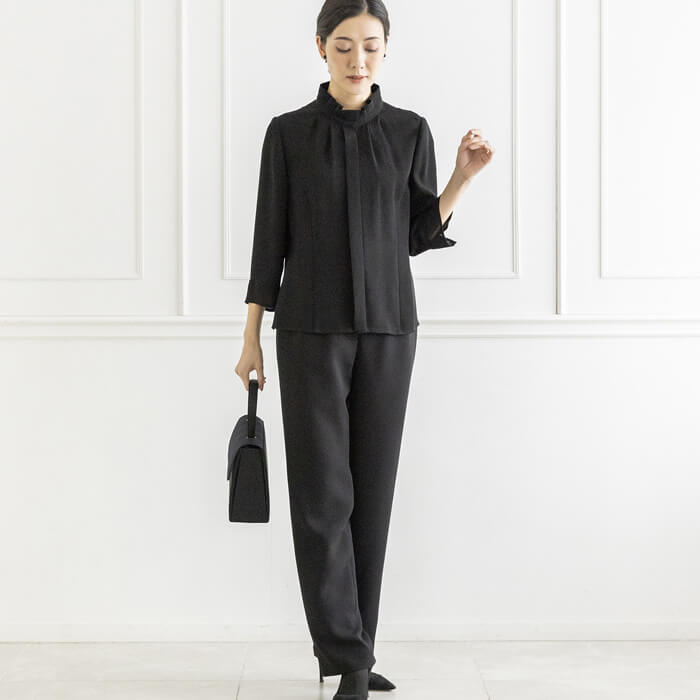 洗える｜両脇ゴム入りのフォーマルパンツ 9号・ブラック｜東京