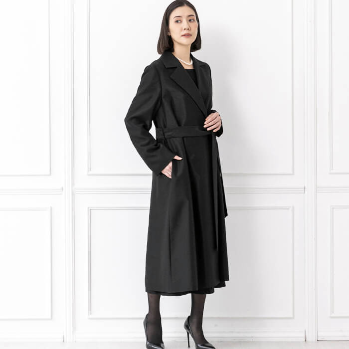 シャンタンのスプリングコート 9号・ブラック｜東京ソワール