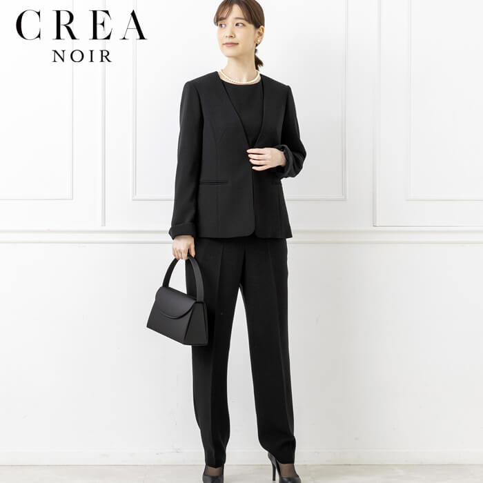 洗える｜ブラウス付きパンツスーツ 13号・ブラック｜東京ソワール