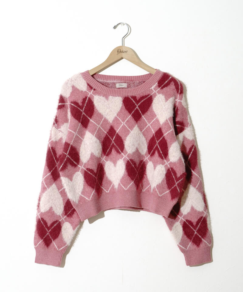 20%OFF】heart argyle knit～ﾊｰﾄｱｰｶﾞｲﾙﾆｯﾄ | flower／フラワー公式通販