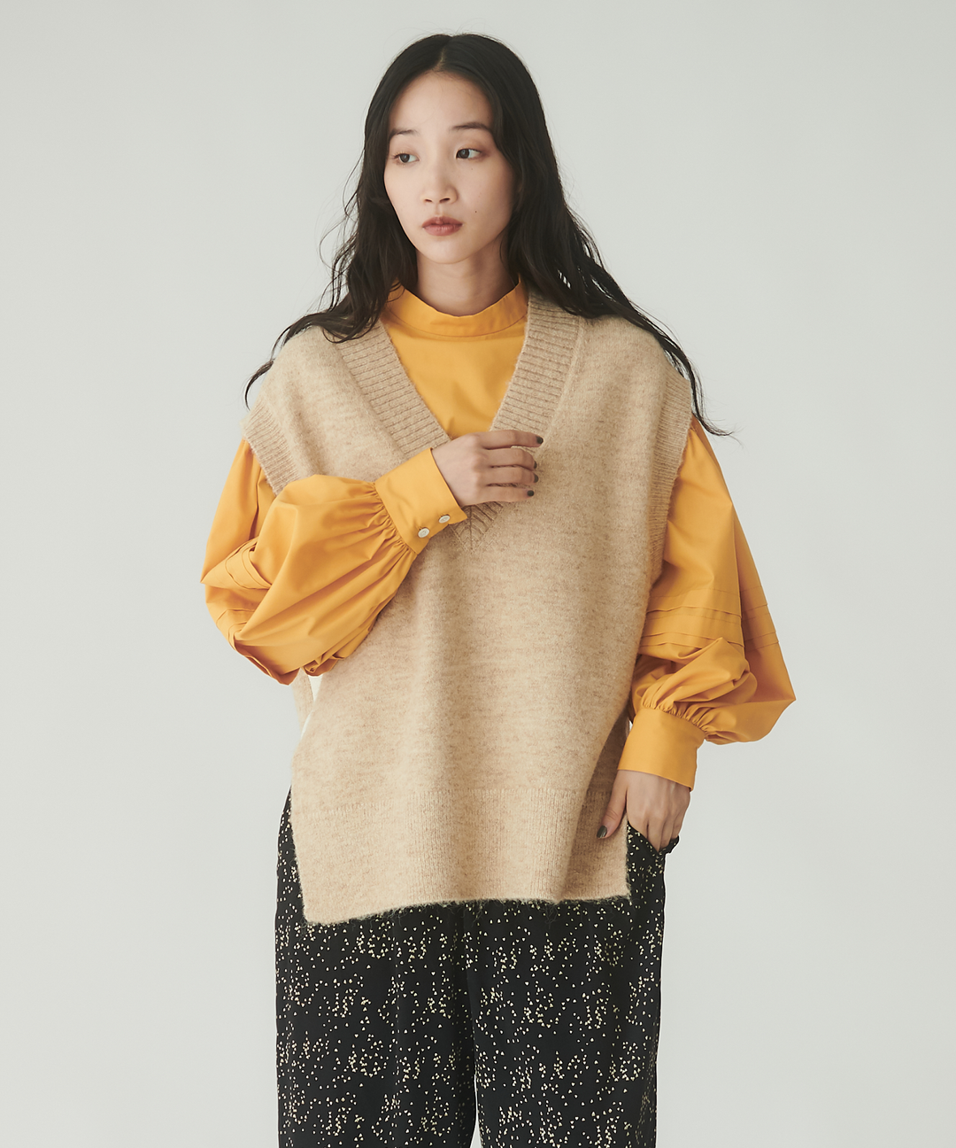 ミックスヤーンミドルゲージニットベスト– FACE SANS FARD