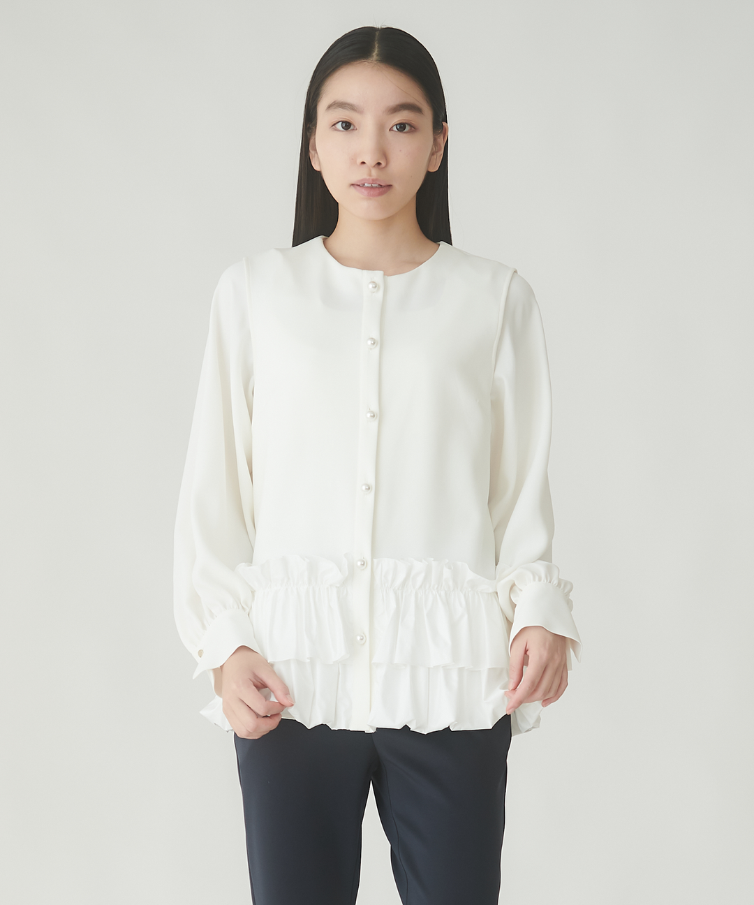 ノースリーブ裾フリルブラウス – FACE SANS FARD