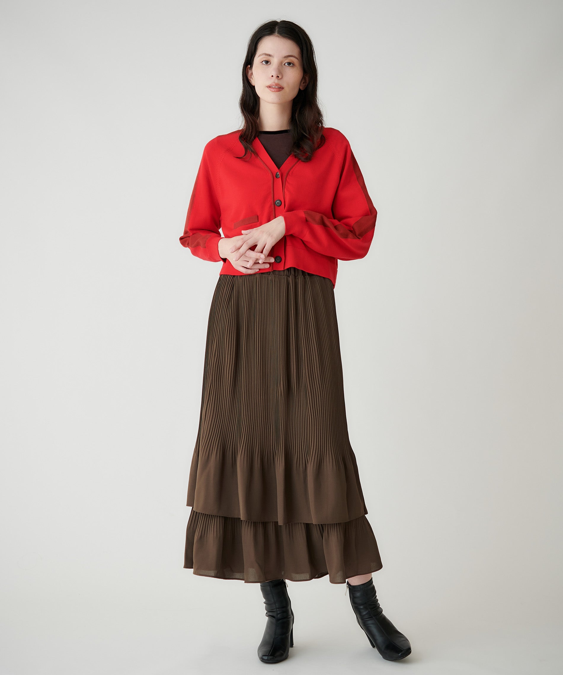 ジョーゼット細プリーツティアードスカート – FACE SANS FARD