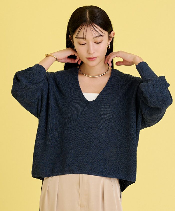 ミドルゲージディープVネックニット | ur's（ユアーズ）