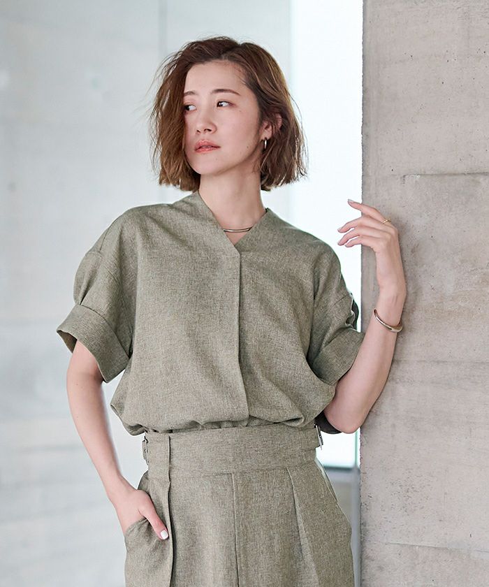 リネンライクワイドスリーブスキッパーシャツ | ur's（ユアーズ）