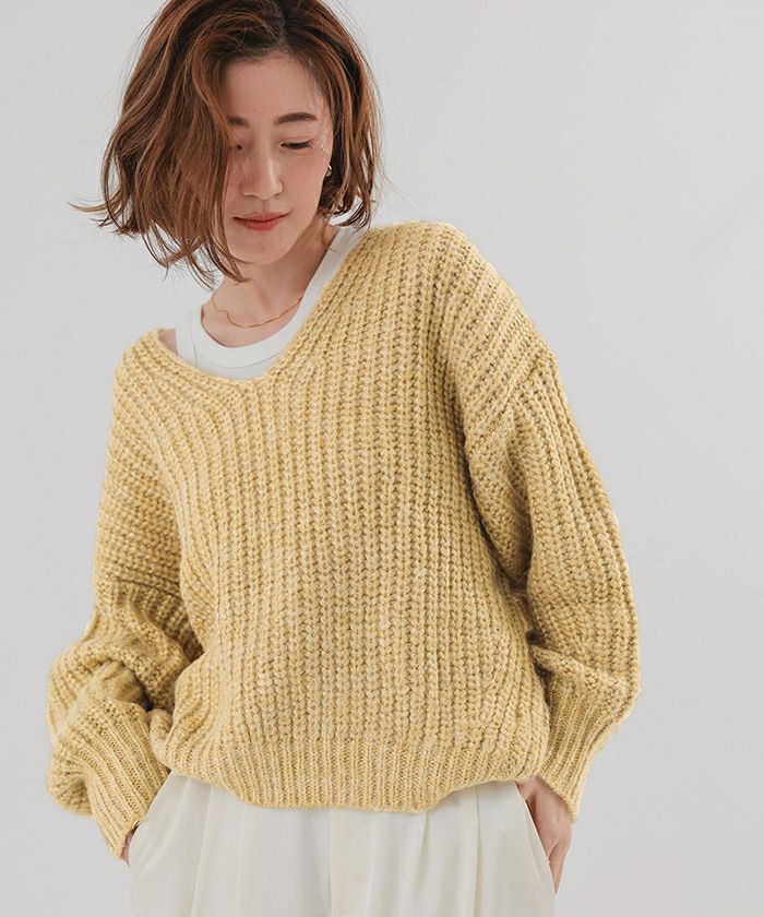 ラメローゲージVネックオーバーサイズニット | ur's（ユアーズ）