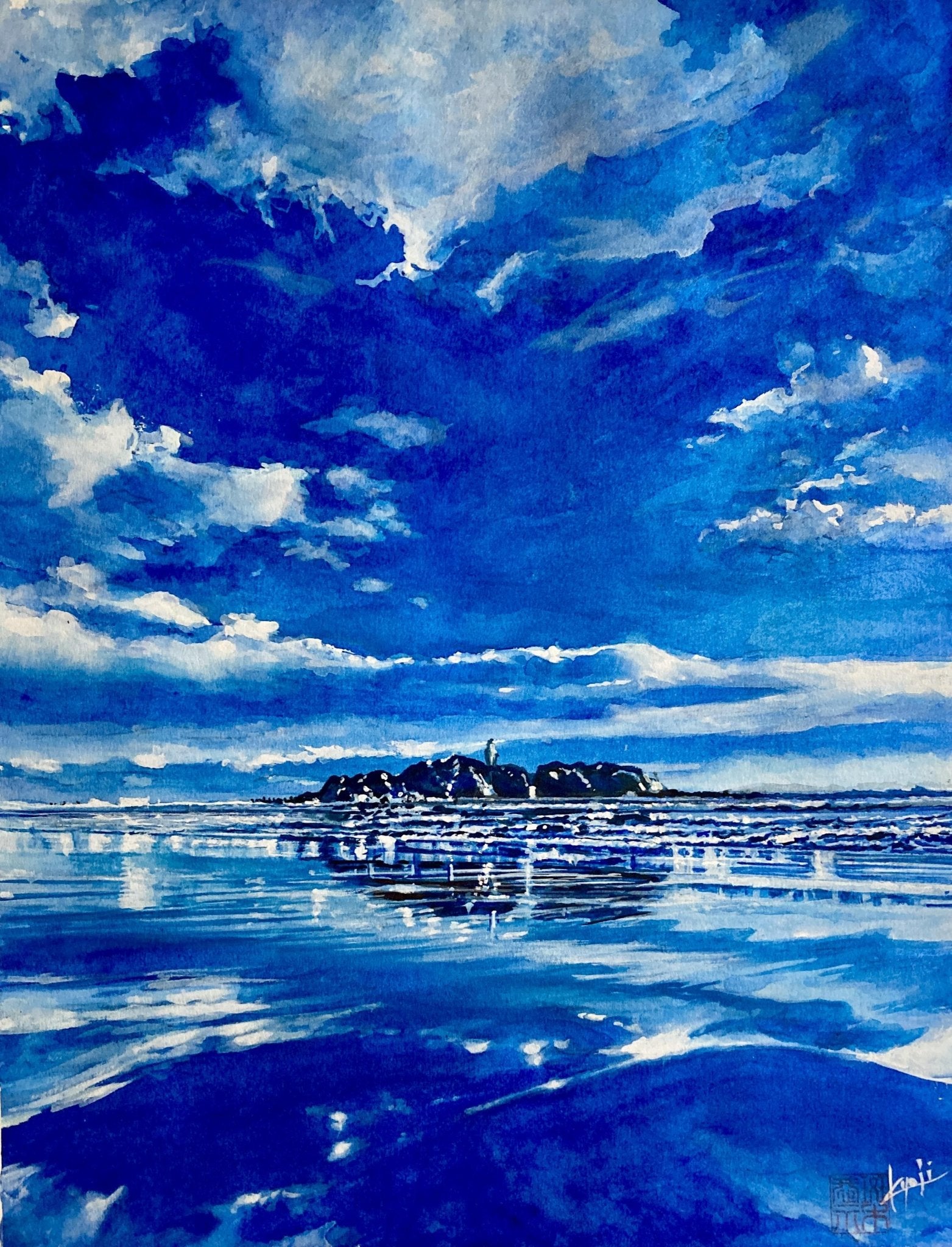 絵画 ☆あつ☆ 青の魔法 985 他2 点 原画 アート 青 (M) – WASABI