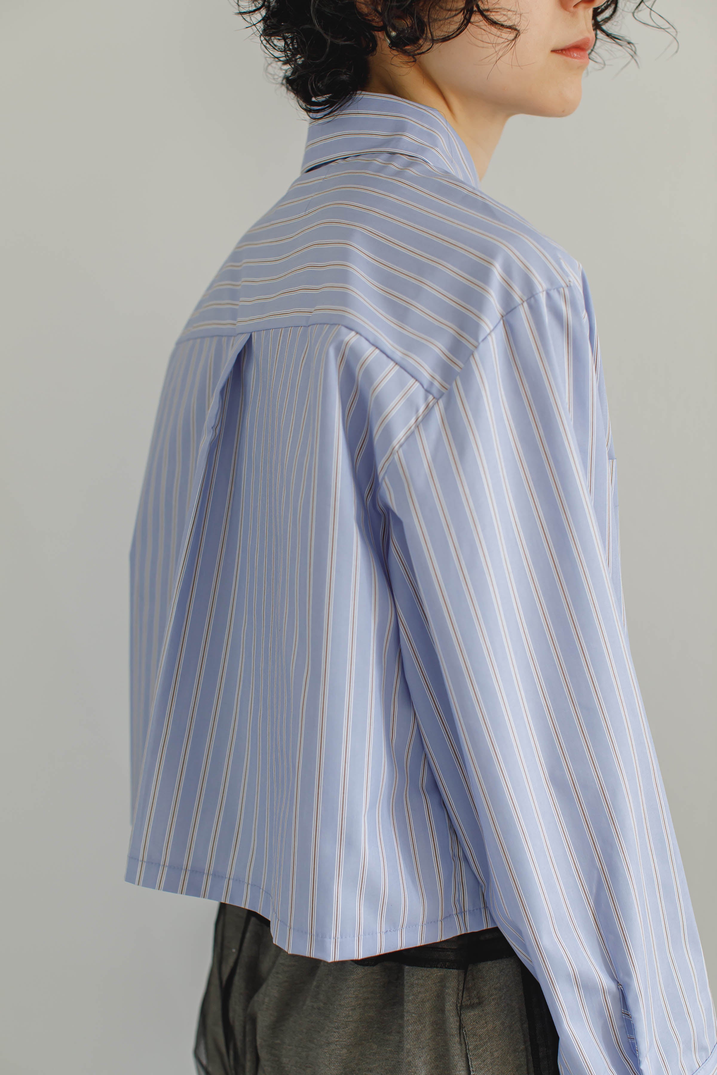 残り僅か》Cropped Stripe Shirts
