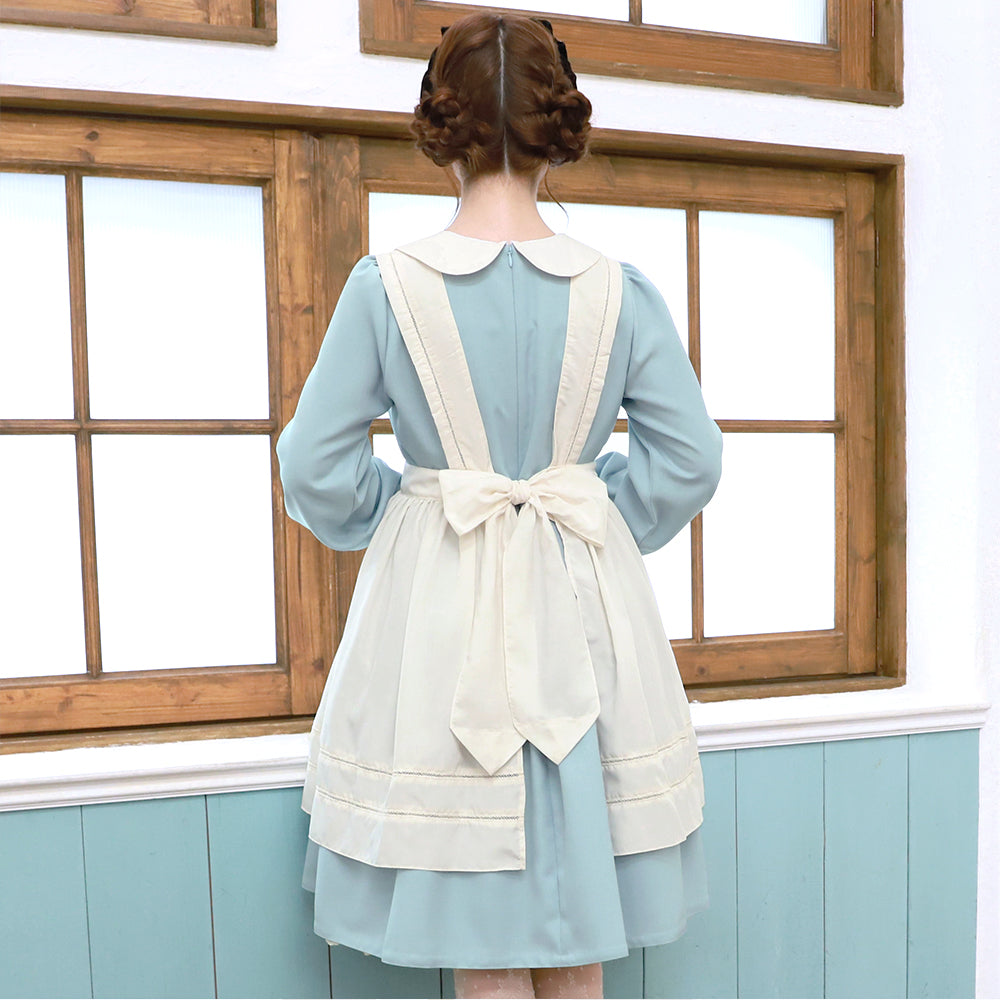 アリスエプロン長袖膝丈ワンピース-Melody BasKet(メロディバスケット