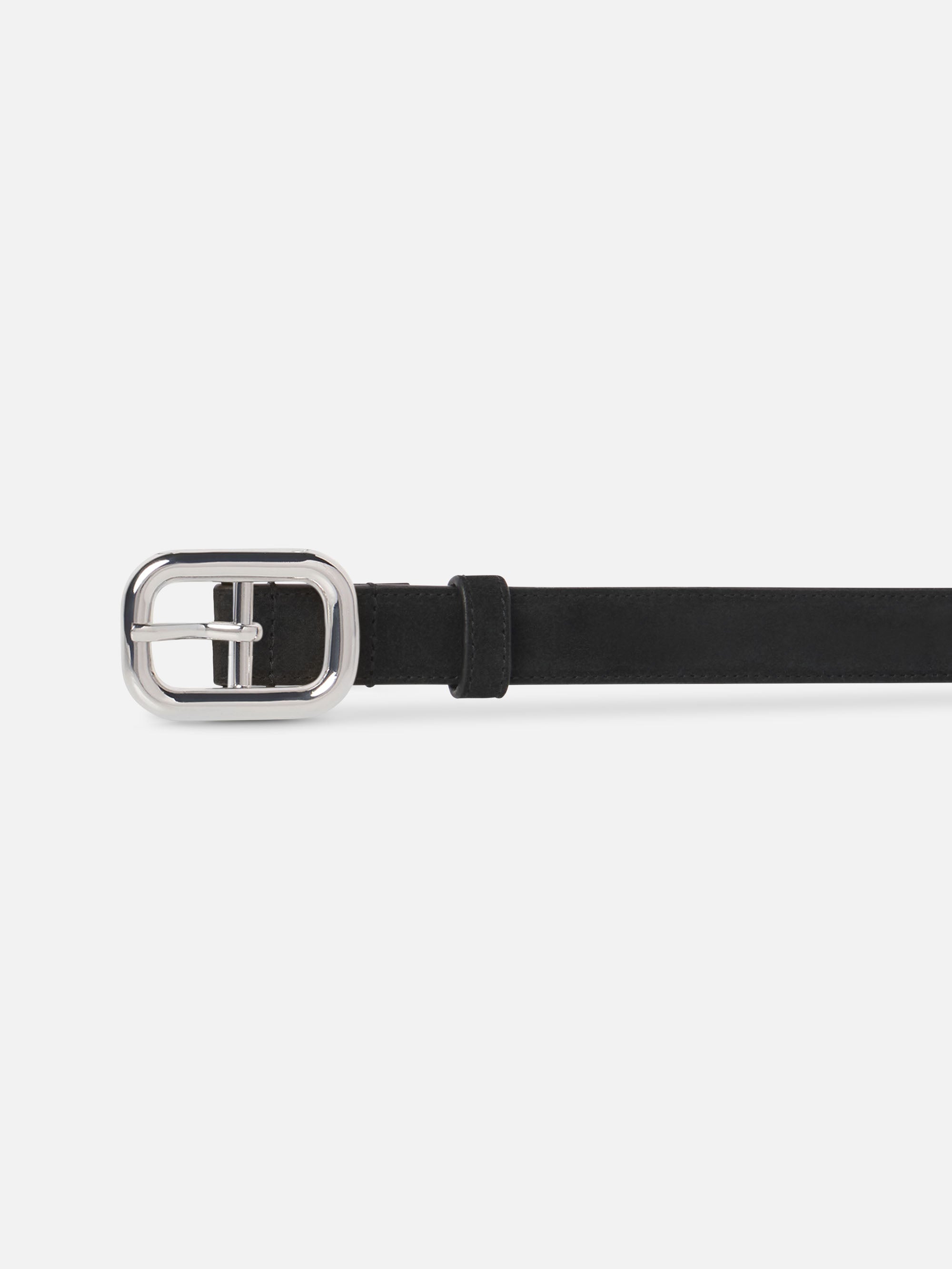 THE LEATHER SQUARE BUCKLE BELT DARK BROWN