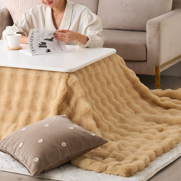 EC限定】ポコモコファー こたつブランケット 1900×1900 イエロー