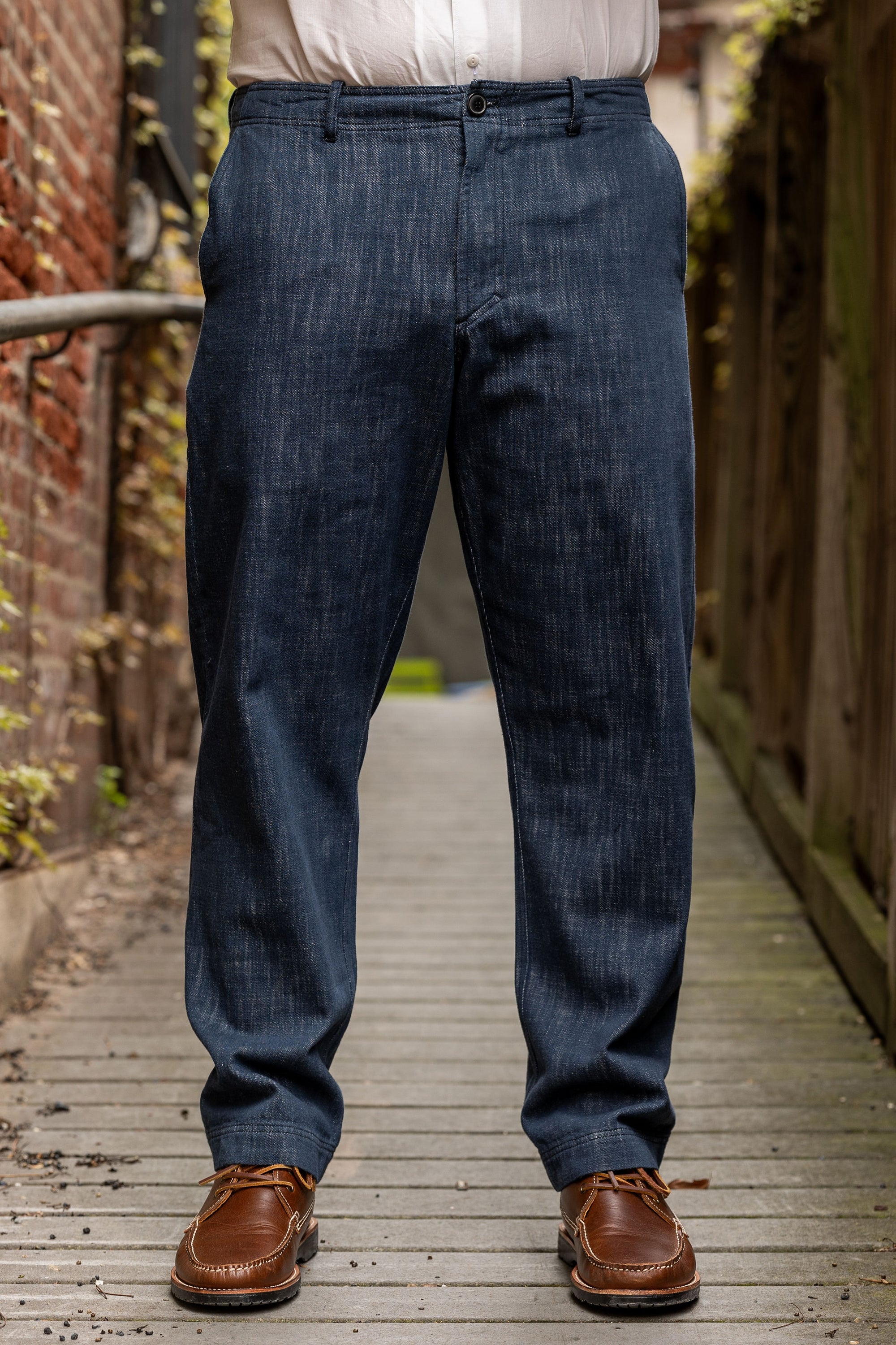 Hansen Garments Trygve Wide Cut Cropped Trousers - Denim Blue