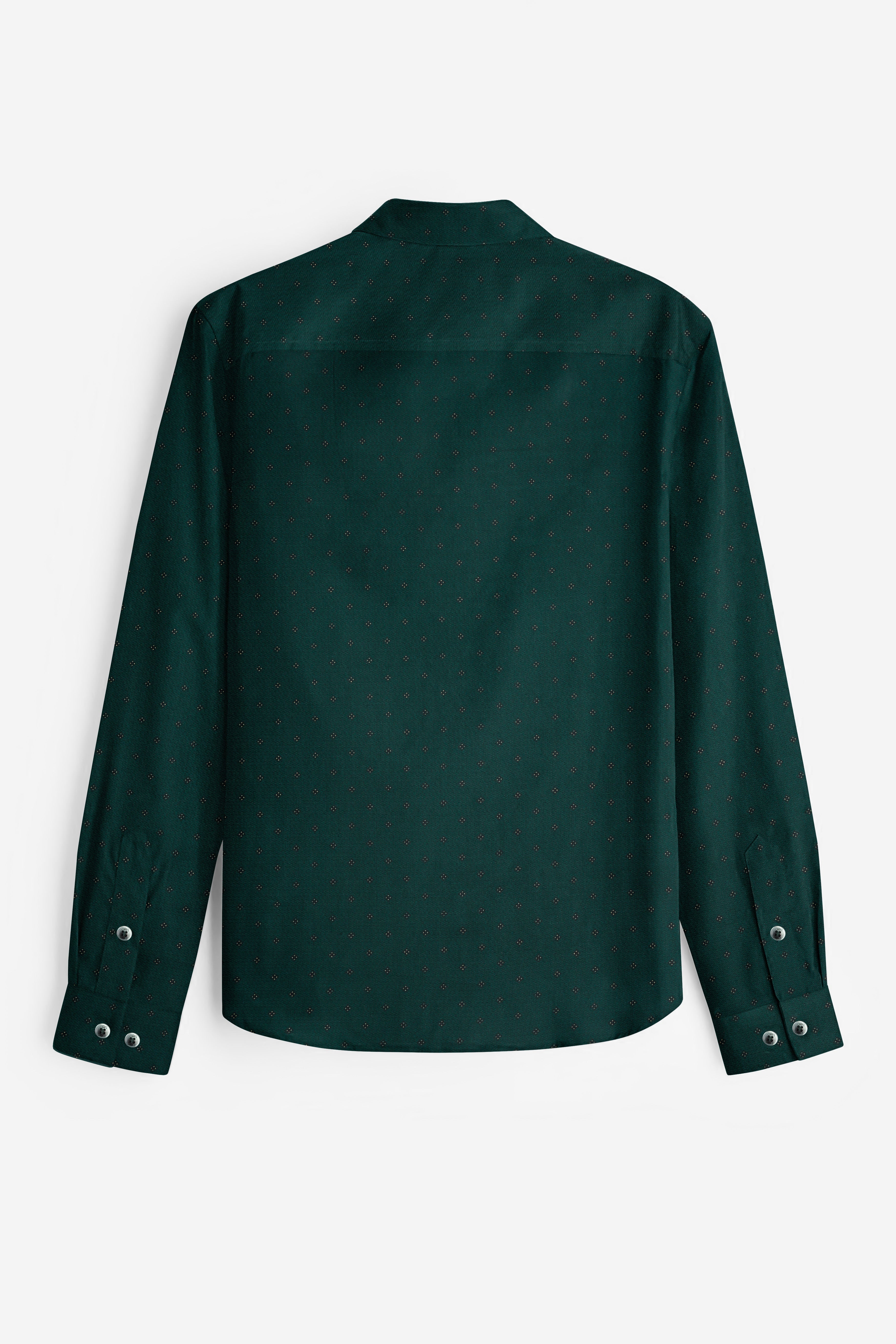 French Crown Green Casual Textured Premium Cotton Shirt For Men