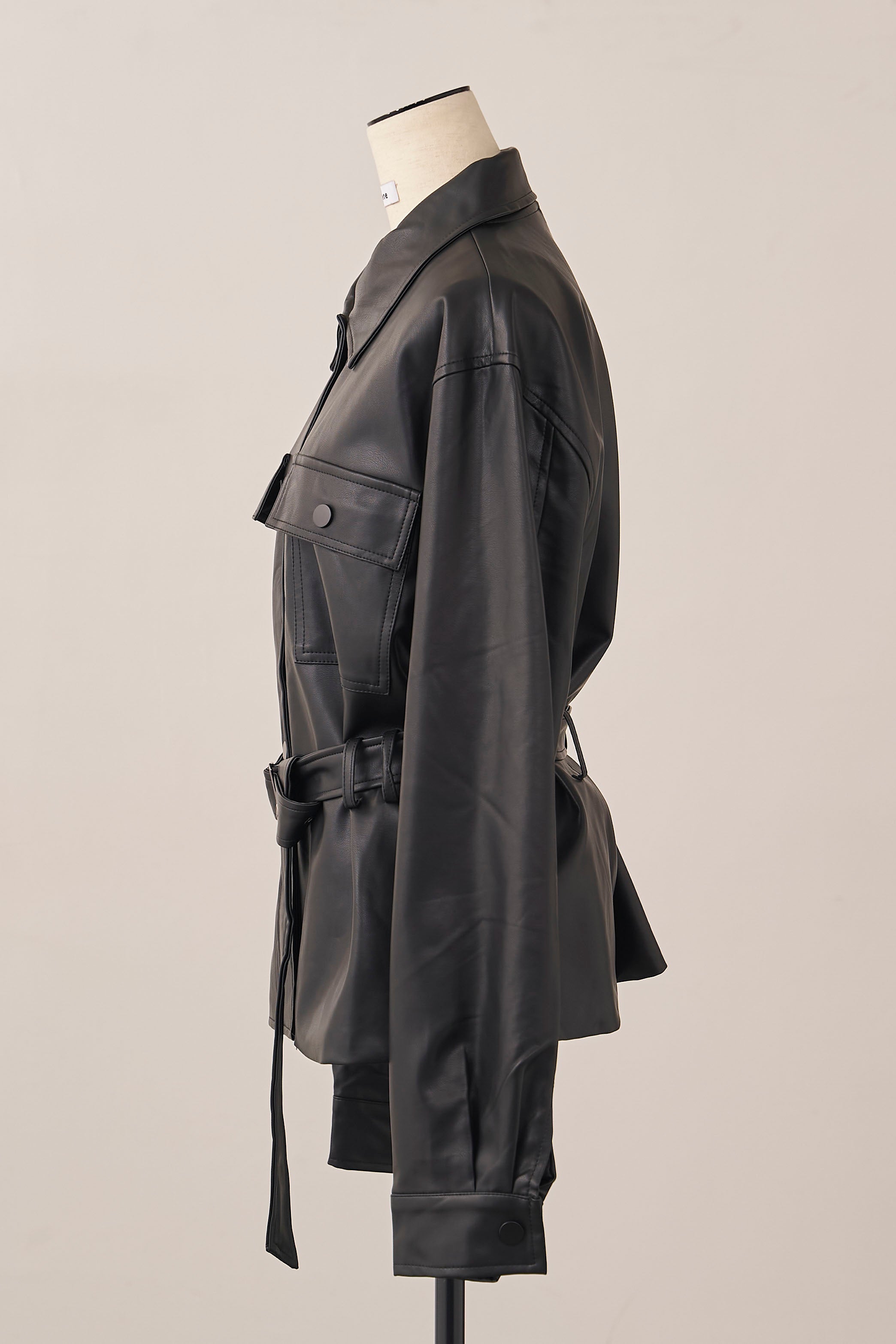 予約]レザーライクウエストシェイプジャケット – Frene