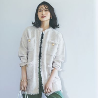 春の注目アイテム「ゆるサイズ」＆「ノーカラー」のツィードジャケット