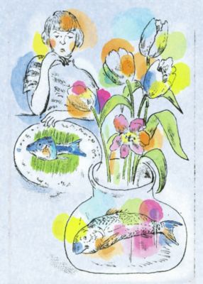 山本容子作(ヤマモトヨウコ サク)の『春の宵』銅版画 手彩色通販