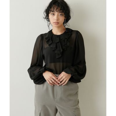 Whim Gazette(ウィム ガゼット)の【Col Pierrot】シルクフリルブラウス