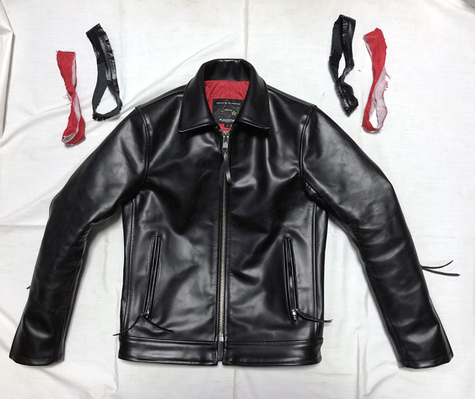 カドヤ シングルライダース サイズ直し：長い袖丈のサイズダウンです