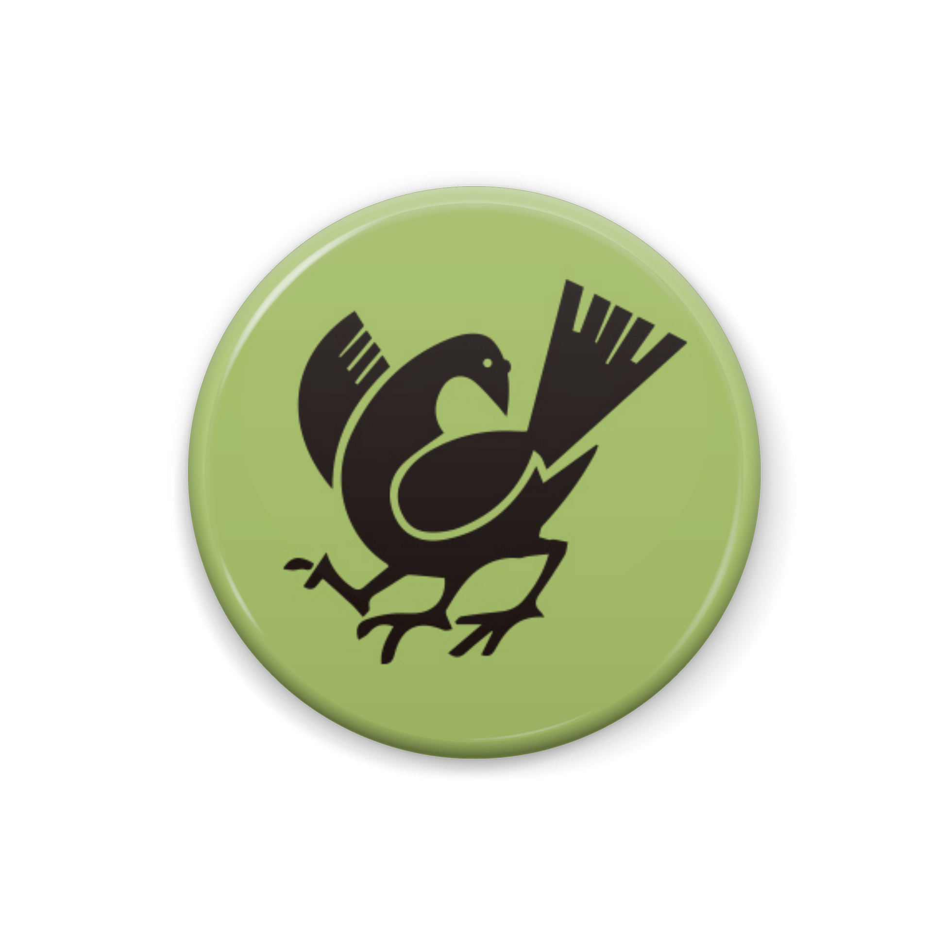 八咫烏】缶バッジ：戦国武将家紋-鈴木重秀【苗色】｜「文月」和風雑貨