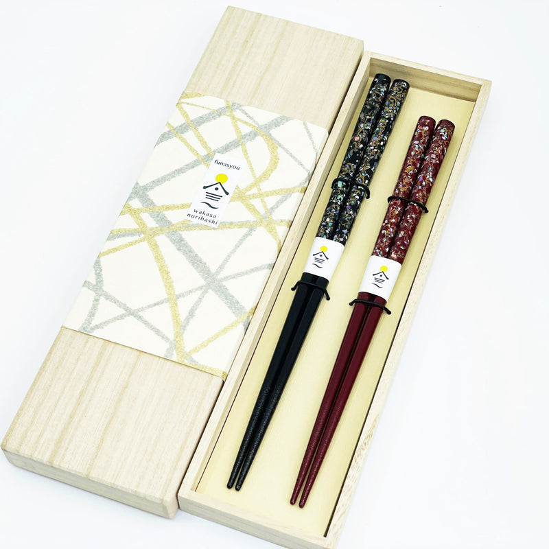 貝氷河 伝統工芸若狭塗箸（螺鈿）桐箱入り – 若狭塗箸 船商