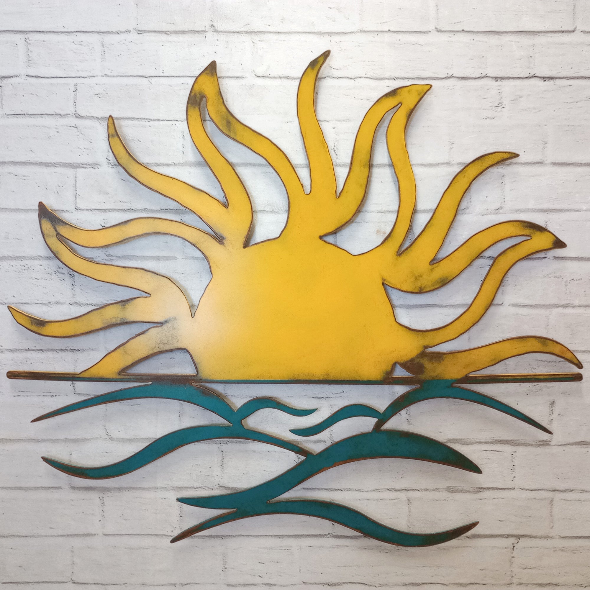 Sun and Waves - Metal Wall Art Home Decor - Handmade in the USA