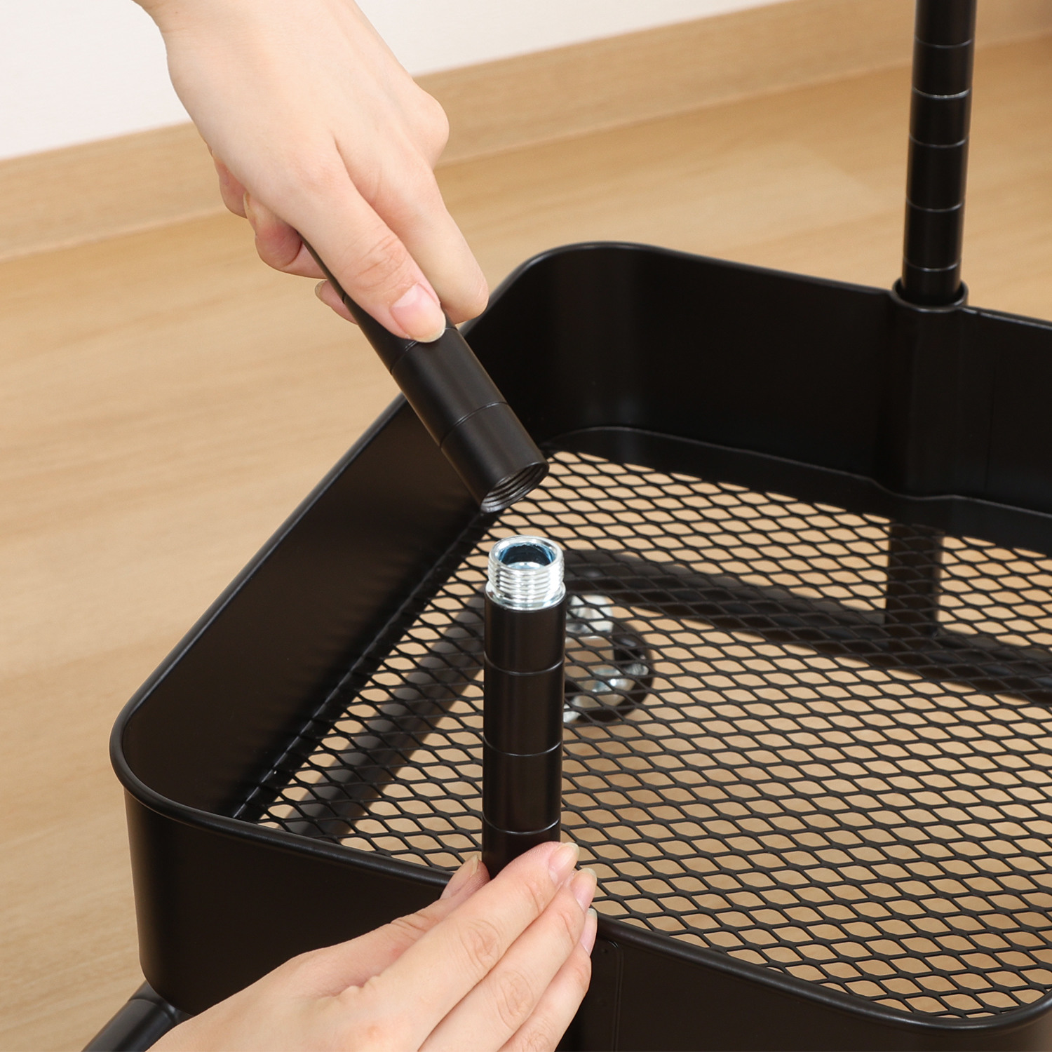 C/D:45068] 高さが調整できるワゴン マルシェ ブラック ｜ ORDERING