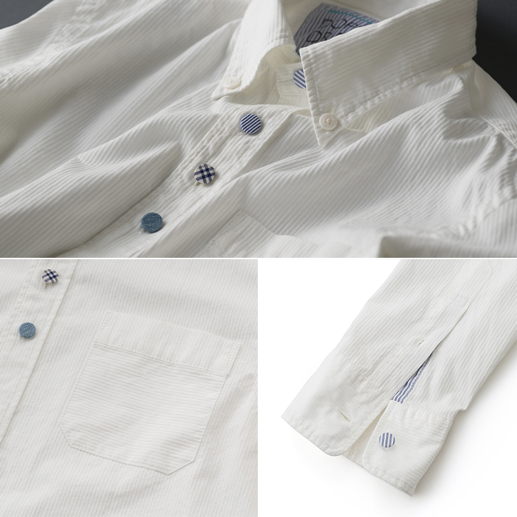 DOPE&DRAKKAR】MixBlue くるみボタンシャツ 藤巻百貨店別注モデル