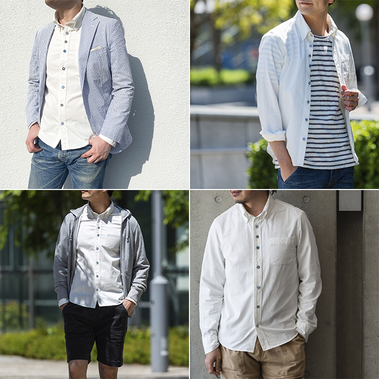 DOPE&DRAKKAR】MixBlue くるみボタンシャツ 藤巻百貨店別注モデル