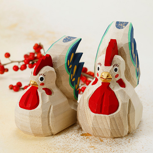 高橋勇二】奈良一刀彫 干支飾り「酉（とり）」小 | 藤巻百貨店