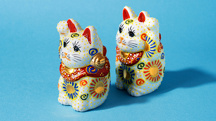 米田陶香堂】九谷焼 盛絵付け招き猫 | 藤巻百貨店