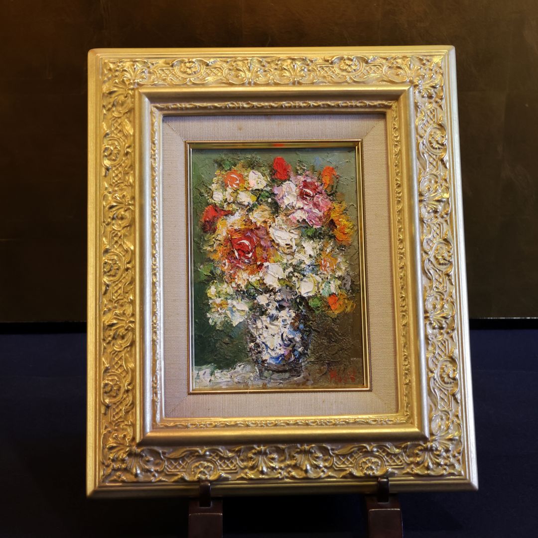 アンティーク 渡部ひでき 油彩画 タイトル/薔薇